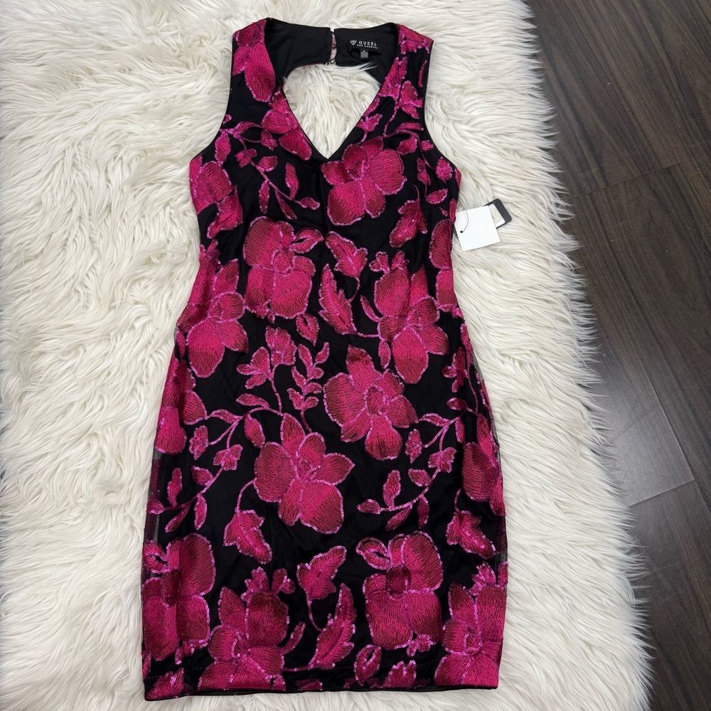 Guess Black and Pink Floral Dress - Picture 3 of 9